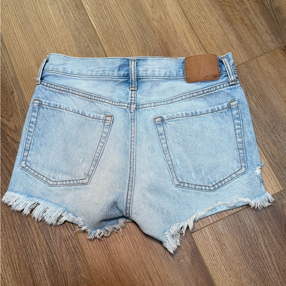 Aeropostale Slouchy Boyfriend Distressed Light Blue Denim Shorts Size 4 | Summer - Picture 8 of 10